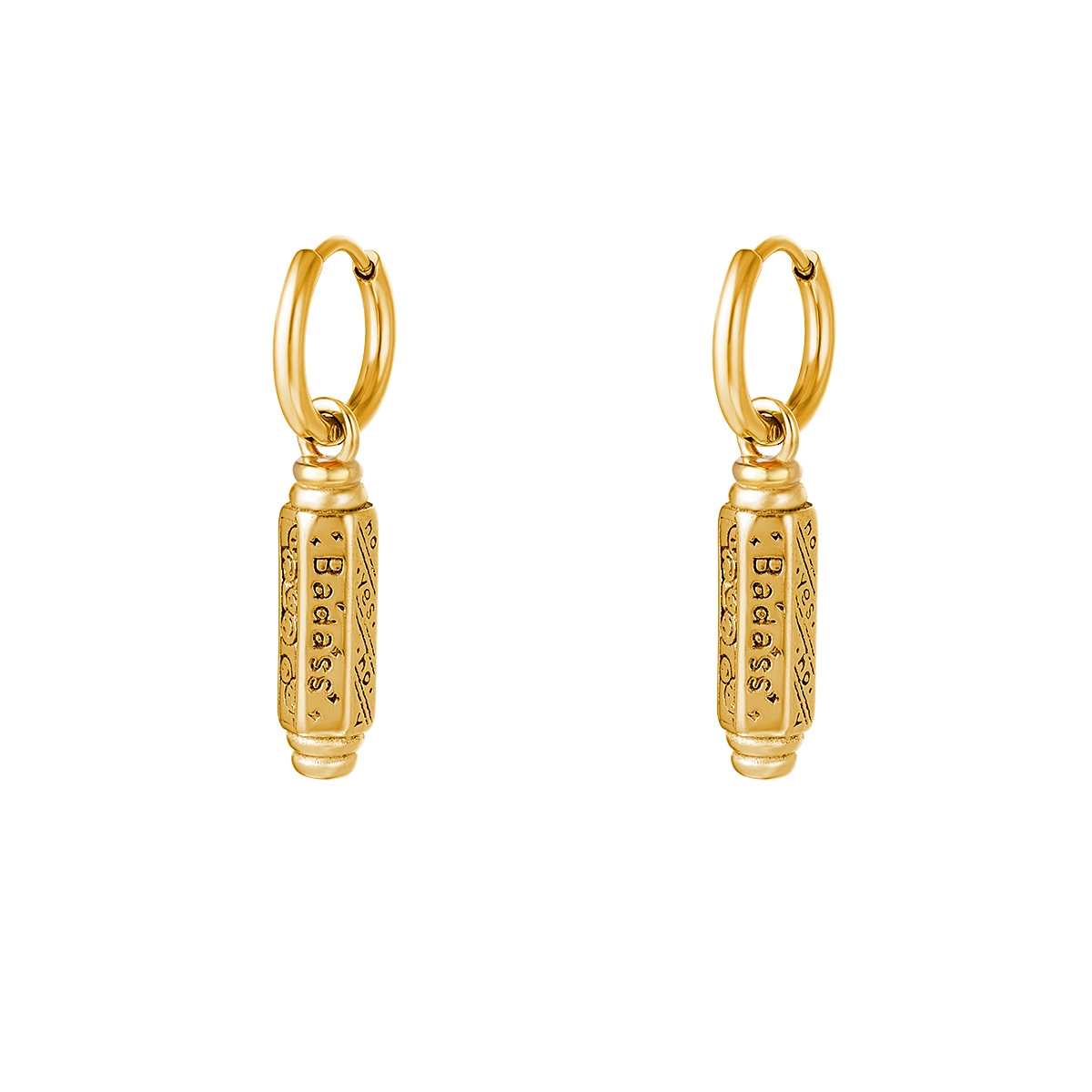 golden earrings bad ass pendant