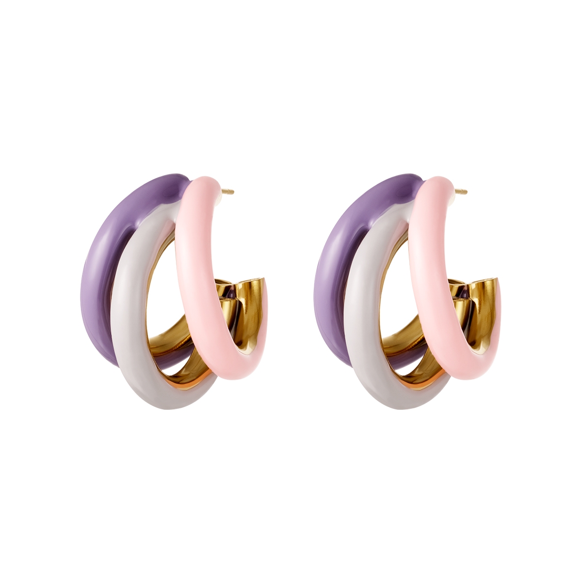 earrings triple colored hoops